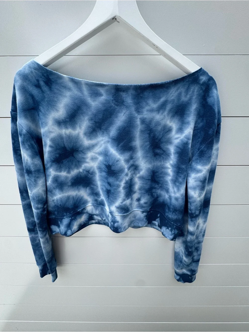Justice Blue Tie-Dye Cropped Sweatshirt with Star
